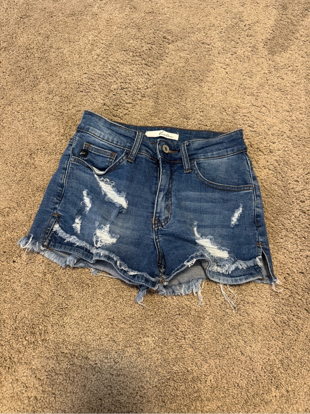 KanCan Distressed Dark Blue Denim Shorts